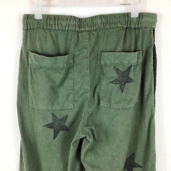 SUNDRY Camo Green Side Stripe Star Print Pants Small - Picture 5 of 8